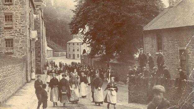 New Lanark (pictured in the 1890s) was planned as a model industrial communit