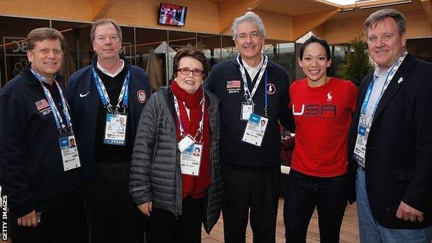 Billie-Jean King at the USA House in the Sochi Olympic Village