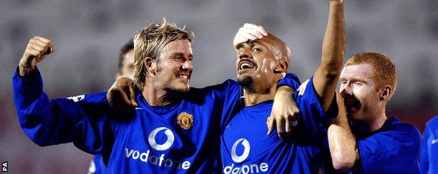 David Beckham, Juan Sebastian Veron and Paul Scholes