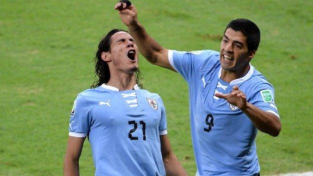 Uruguay's Edinson Cavani (left) and Luis Suarez