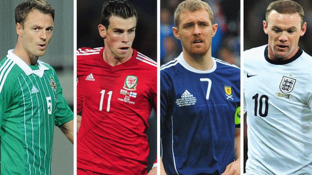 Jonny Evans, Gareth Bale, Darren Fletcher and Wayne Rooney