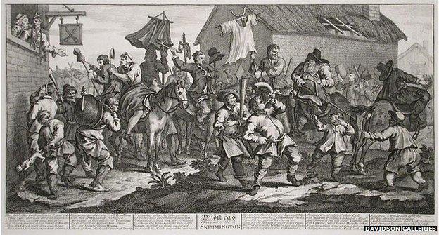 Hogarth's engraving "Hudibras Encounters the Skimmington"