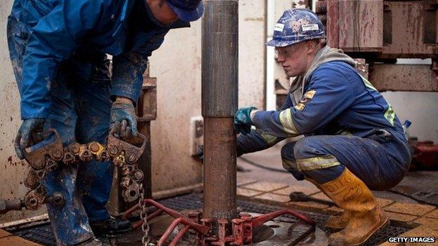 Drill operators on shale gas rig