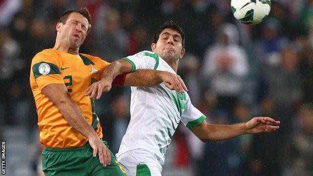 Lucas Neil playing for Australia against Iraq