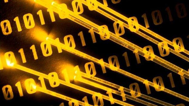 Fibre optic and binary number graphic