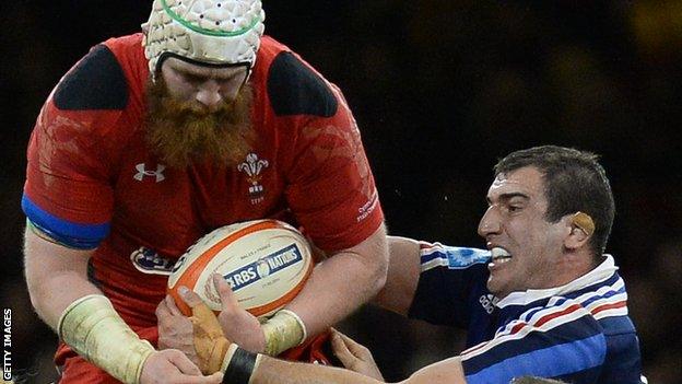 Jake Ball in action for Wales against France