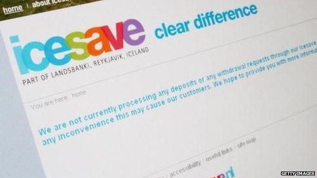 The Icesave website seen in October 2008