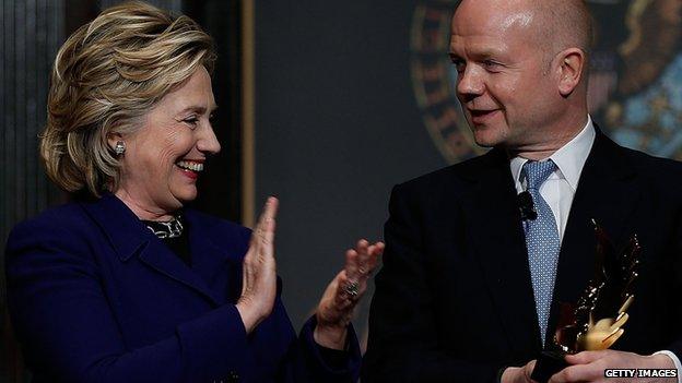 Hillary Clinton and William Hague in Washington