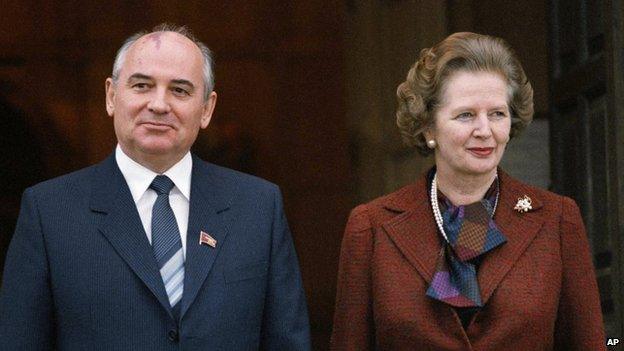 Mikhail Gorbachev and Margaret Thatcher