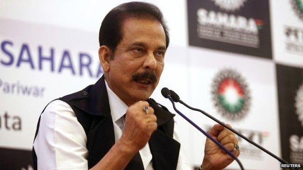 Sahara Group Chairman Subrata Roy gestures as he speaks during a news conference in Kolkata November 29, 2013