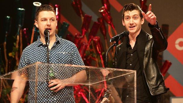 Matt Helders and Alex Turner of Arctic Monkeys at the NME Awards