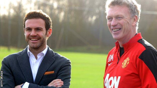 Juan Mata and David Moyes