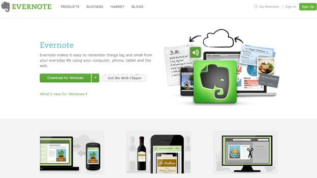 Evernote's website