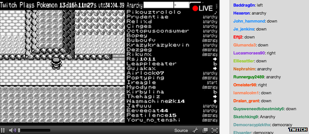 A screenshot of Twitch Plays Pokemon