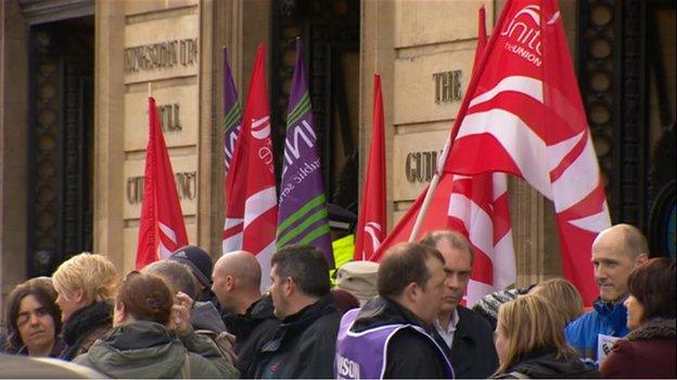 Protest at Guildhall in Hull