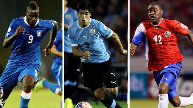 Mario Balotelli, Luis Suarez and Joel Campbell