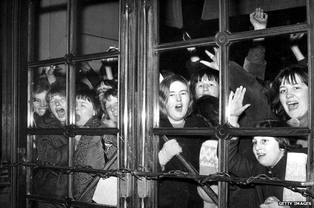 Beatle fans await their idols at London's Scala cinema, 1964