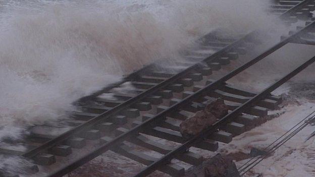 Main line at Dawlish in February