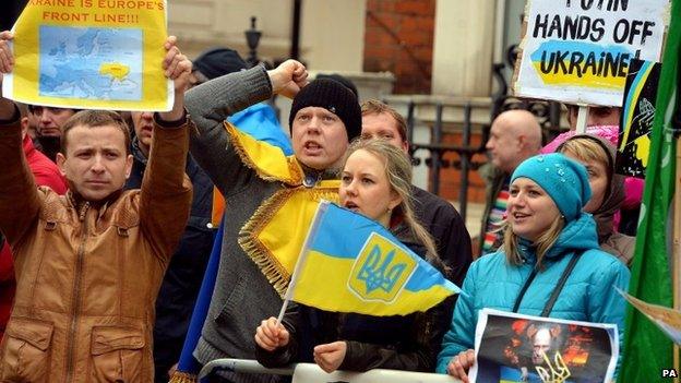 Ukrainian protesters in London