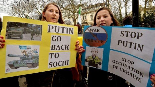 Ukrainian protesters in London