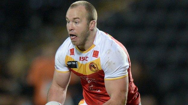 Ian Henderson of Catalan Dragons in action against Hull FC