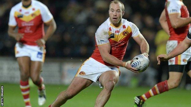 Ian Henderson of Catalan Dragons in action against Hull FC