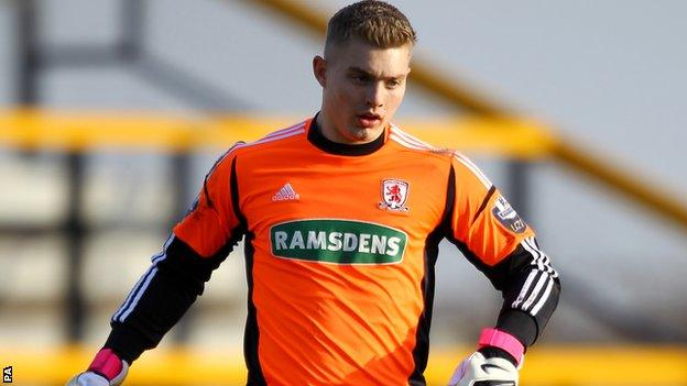 Middlesbrough goalkeeper Connor Ripley