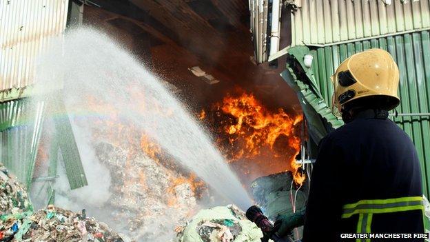 Fire at Salford recycling plant