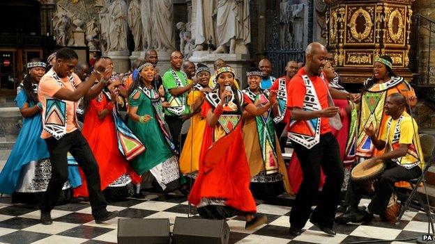 The Soweto Gospel Choir perform in Westminster Abbey