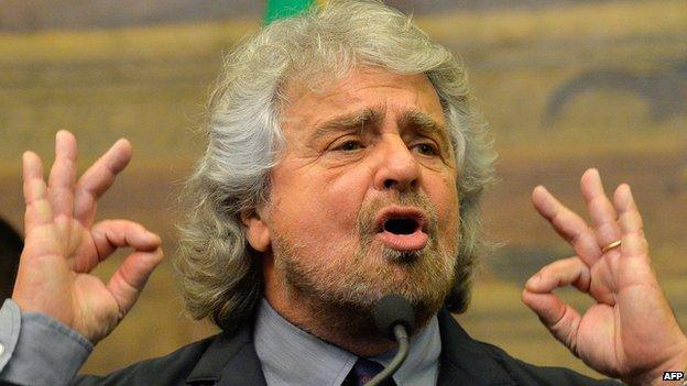 Beppe Grillo, leader of Five-Star Movement, 19/02/2014