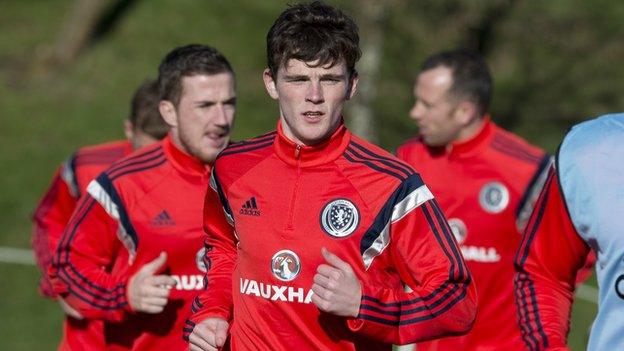 Dundee United defender Andrew Robertson on Scotland duty