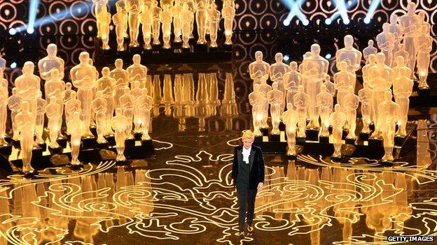 Ellen DeGeneres hosts the Oscars ceremony