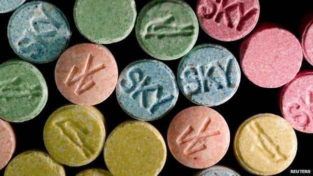 Ecstasy pills, which contain MDMA as their main chemical, are pictured in this undated handout photo courtesy of the United States Drug Enforcement Administration (DEA)