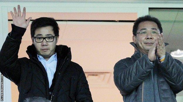 Leicester City vice-chairman Aiyawatt Srivaddhanaprabha (left) and chairman Vichai Srivaddhanaprabha