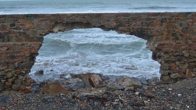 The Vazon sea wall