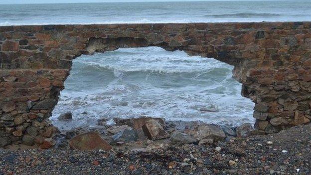 The Vazon sea wall