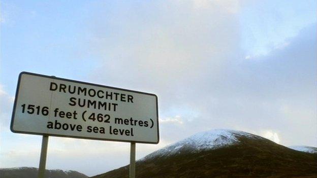 Drumochter Summit is the highest point on the A9