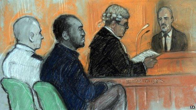 Court sketch of PC Blakelock murder trial