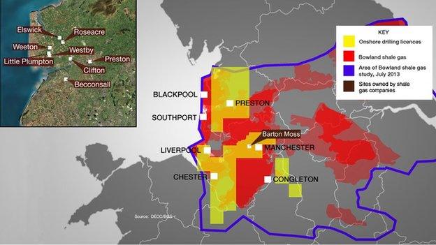 Map of drilling licences, shale gas and locations