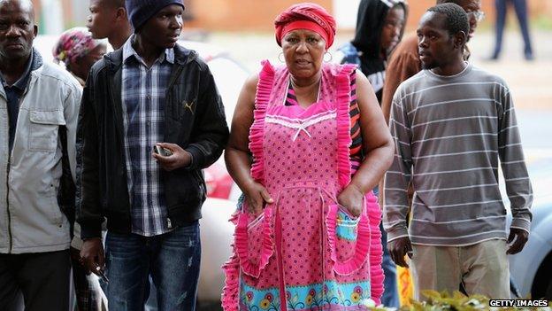 People gathered outside the Pretoria court on 5 March 2014