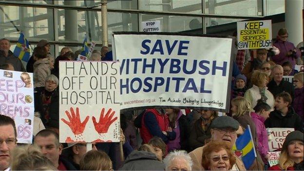 Withybush protestors at Senedd