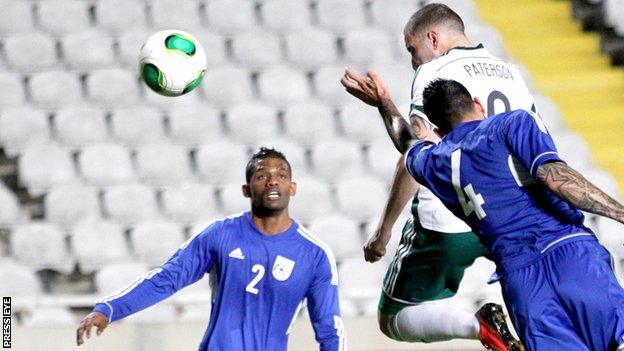 Martin Paterson heads towards the Cyprus goal