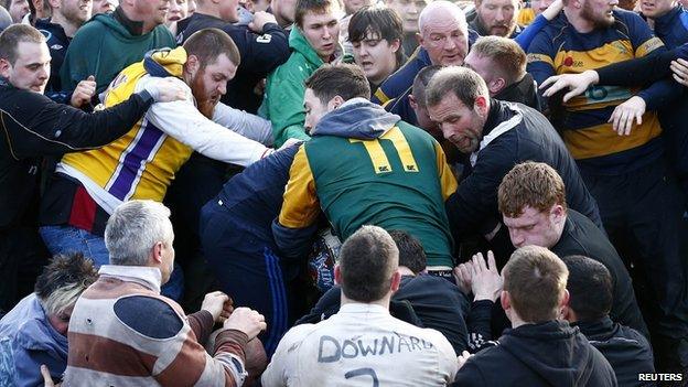 Up'ards and the Down'ards competing for the ball