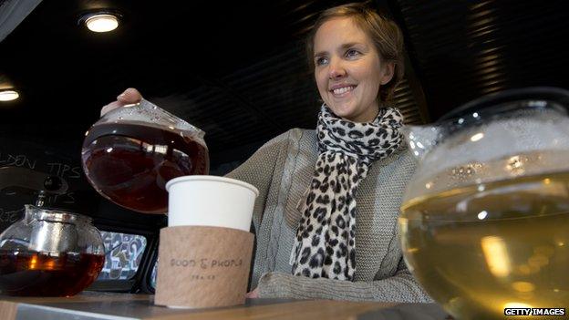 Emilie Holmes poses ate her tea bar