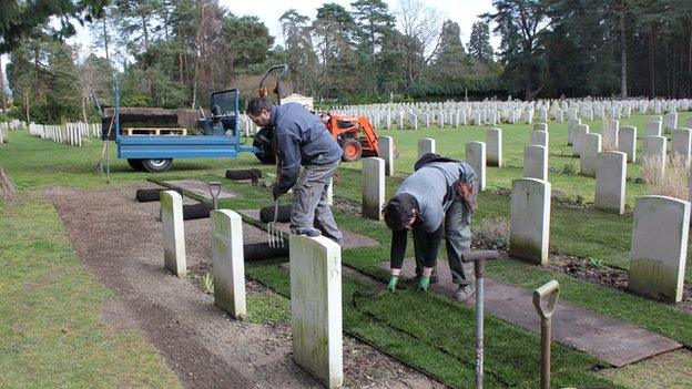 Gardeners at Brookwood Military Cemetery