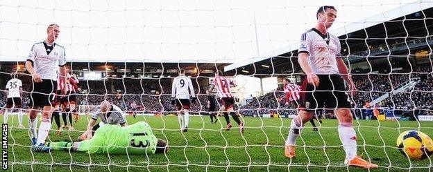 Fulham players look miserable after conceding a goal