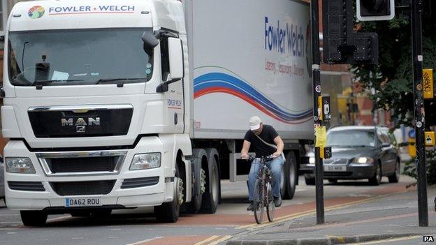 Lorry and cyclist