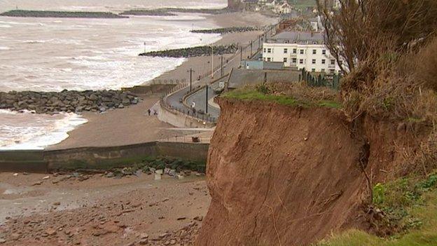 Eroding cliff in Sidmouth, Devon