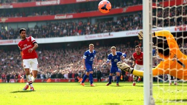 Arteta scores a penalty for Arsenal