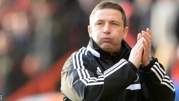 Aberdeen boss celebrates his side's 1-0 win over Dumbarton